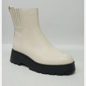 Off white leather booties